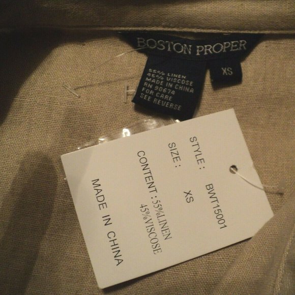 NEW Boston Proper OVERSIZED XS Top Tan Tab Sleeves - Picture 7 of 7